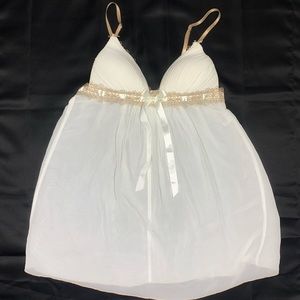 Linea Donatella Lace Trim Babydoll Nightgown Size Small